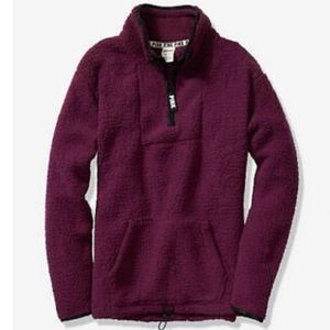New VS PINK Sherpa Quarter Zip Large